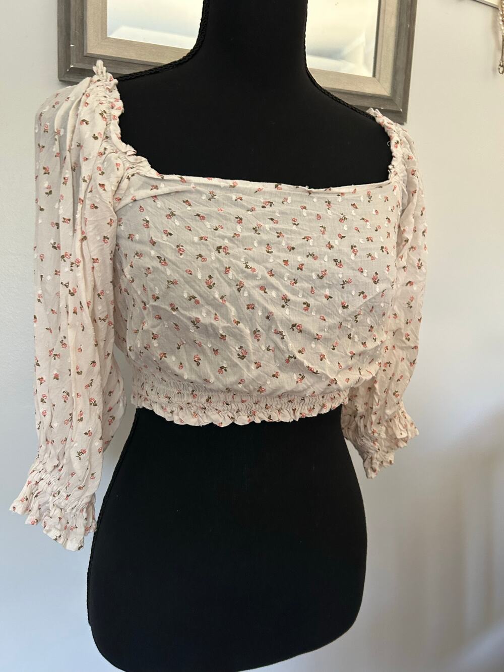 Billabong Royal Wear Pointelle Floral Crop Top SMALL
